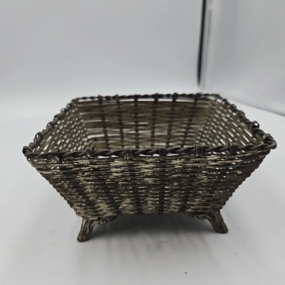 VTG Brass Square Woven Basket‎ 5.25